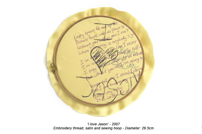 Frances Goodman - Gritty Graffiti Frances Goodman - I Love Jason - Hand Embroidery