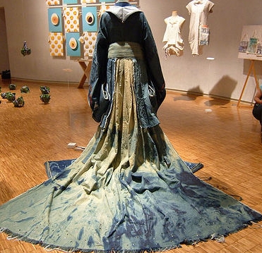 Revolutionizing Art With Denim: A Fabric'S Journey From Functional To Fashionable traditional Japanese clothing remade in denim by Rina Karibe