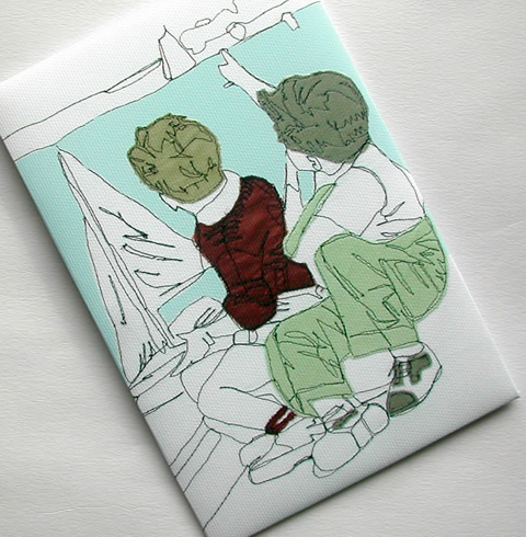 Push: Stitchery - The Best Textile Art Book! Gillian Bates - Sailing Postcard