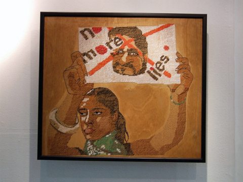 Ami Grinsted - No More Lies - Hnnd Embroidery On Wood Ami Grinsted - No More Lies - hnnd embroidery on wood