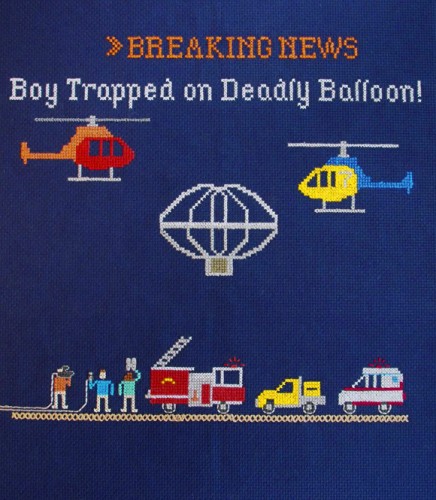Emily Roose - Boy Trapped On Deadly Balloon Cross Stitch Emily Roose - Boy Trapped on Deadly Balloon cross stitch