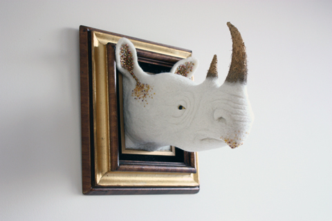 Zoe Williams - Golden Rhino Needle Felted Art Zoe Williams - Golden Rhino needle felted art