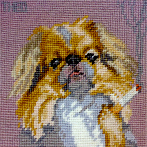 Jerome Speekman | Hand Embroidery Theo Humphries - Japanese Spaniel from the Smoking Dogs collection