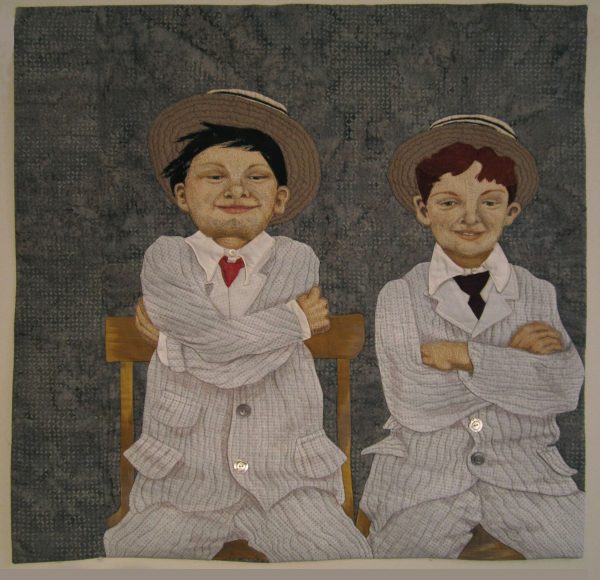 Lora Rocke - Quilted Portraits | 3D Textiles Lora Rocke - Two Boys In Straw Hats