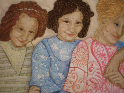 Lora Rocke - Quilted Portraits Lora Rocke - In Her Sisters' Shadow (detail)