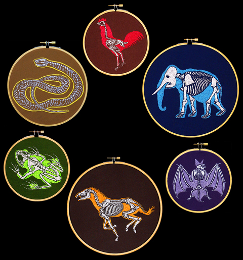 Aubrey Longley-Cook - Coop Spook, Elephantom. Stitch Lich. Undead Thoroughbred, Croaker, Shedding - Hand Embroidery