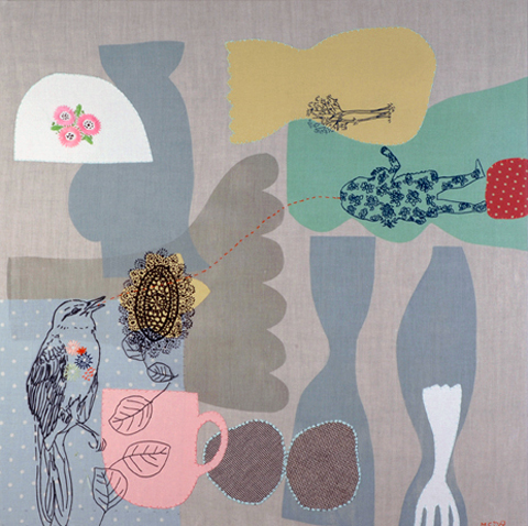 Appliqué Is Awesome - The Essential Guide | Textile Art Maxine Sutton - Cuckoo - embroidered appliqué artwork