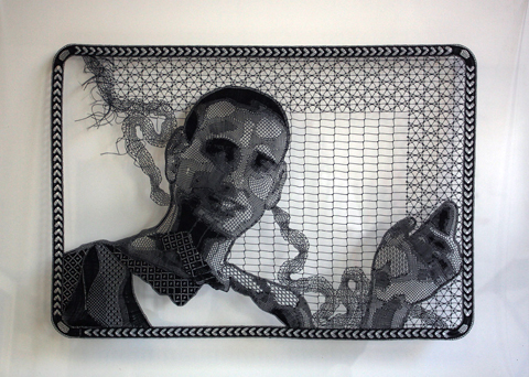 Pierre Fouche | Modern Lace Pierre Fouche - Portrait of Guy Nardy (2009-2012). Bobbin Lace in Polyester Floss