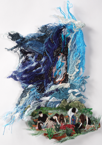 Sophia Narrett | Hand Embroidery Sophia Narrett-To Be Given Something-Hand Embroidery Thread, Fabric, Acrylic, 13 x 17 in