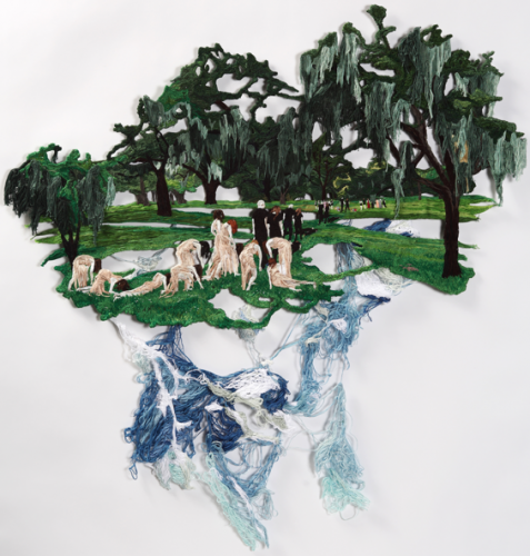 Sophia Narrett | Hand Embroidery Sophia Narrett, No Matter How Many Skies Have Fallen, Embroidery, No Matter How Many Skies Have Fallen, 2012, Embroidery Thread, Fabric, 35 x 35 in