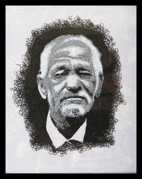 James Fox - Portrait - freehand machine embroidery