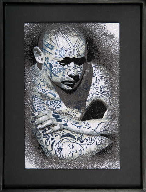 James Fox | Machine Embroidery James Fox - Tattoo portrait - freehand machine embroidery