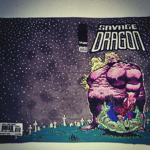 Stitchgasm! Heisk'S Savage Dragon Stitch! hEisK's hand embroidered Savage Dragon cover