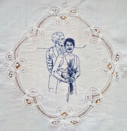 The Cutting (&Amp; Stitching) Edge - Nicole Briant Nicole Briant - Sarah And David In Blue - hand embroidery
