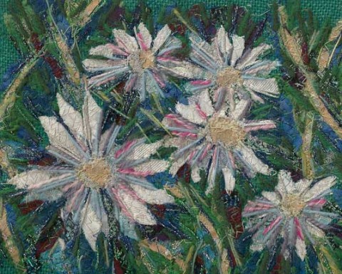 Richard Box - Daisies - Fabric Collage With Machine And Hand Embroidery Richard Box - Daisies - Fabric Collage with Machine and Hand Embroidery