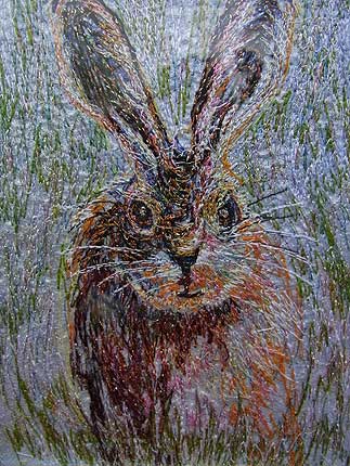 Richard Box - The Leveret - Fabric Collage With Machine And Hand Embroidery Richard Box - The Leveret - Fabric Collage with Machine and Hand Embroidery
