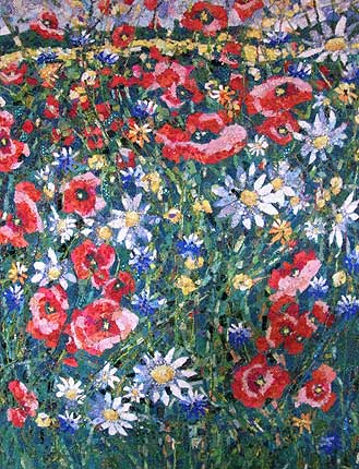 Richard Box - The Meadow - Fabric Collage with Machine and Hand Embroidery