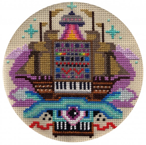 Six Cool Cross Stitchers! Pete Fowler - Synth Galleon - Cross Stitch
