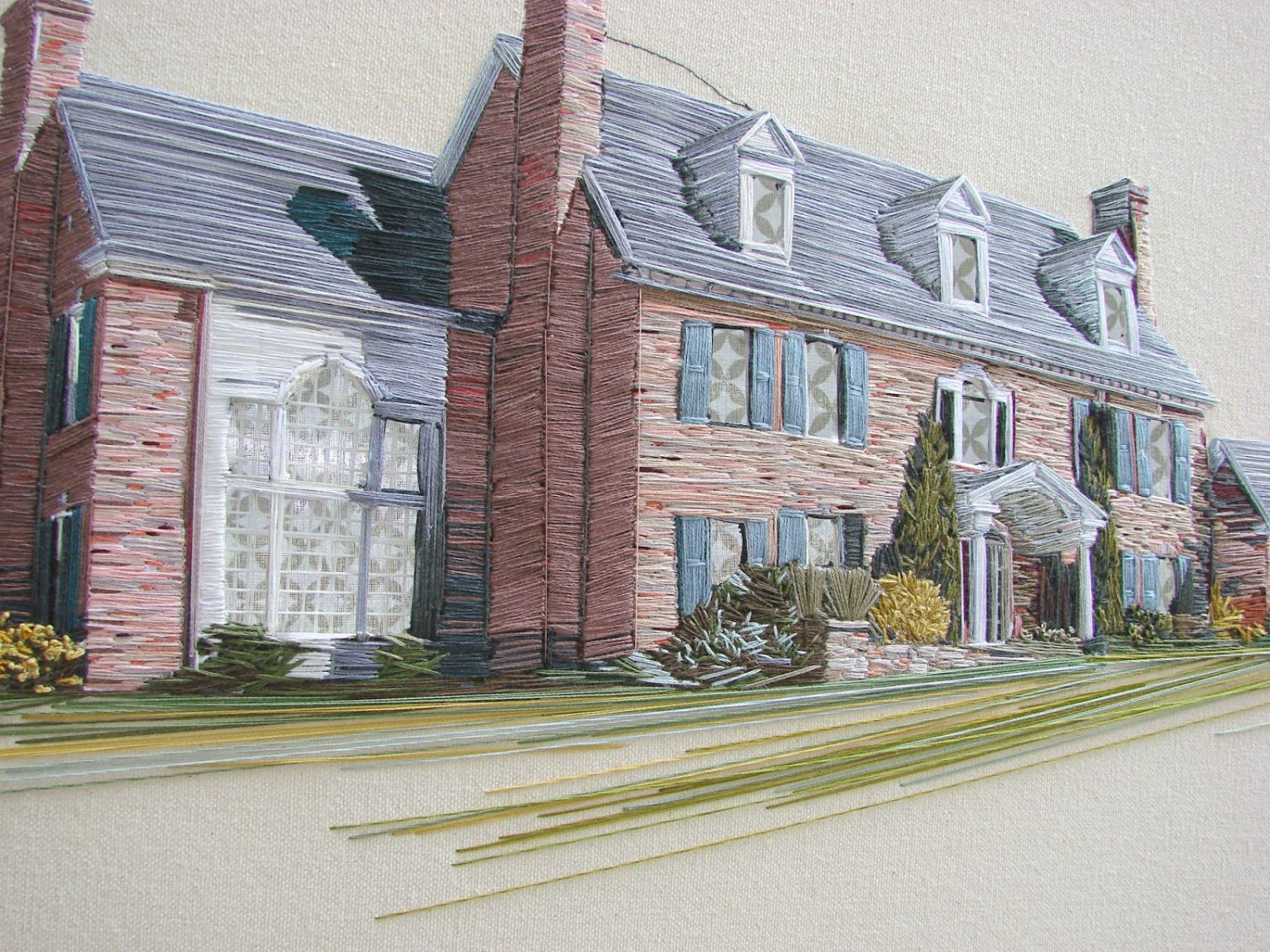 Stephanie Clark - Droppo Dwellings (detail) - Hand Embroidery on Canvas