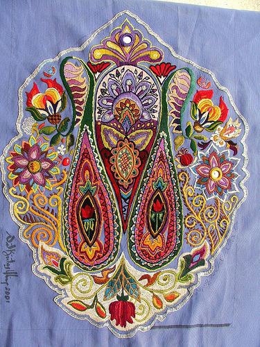 Nat Uhing | Hand Embroidery Kashmir Paisley mandorla by Smallest Forest