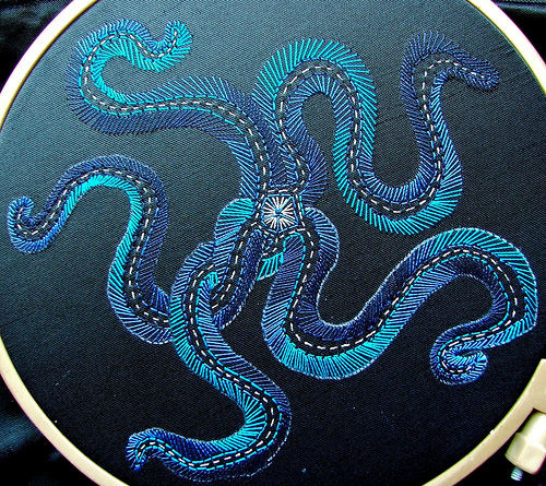 Nat Uhing | Hand Embroidery WIP for the Phat Quarter swap by Smallest Forest