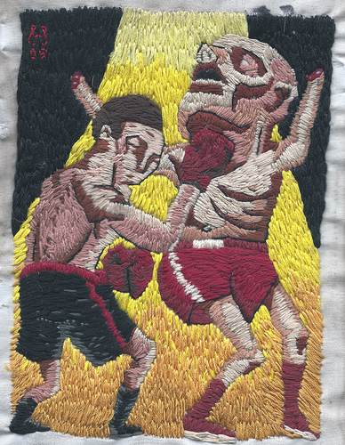 William Schaff | Hand Embroidery William Schaff - Fly me to the Moon. Hand embroidery on cotton. 2009.
