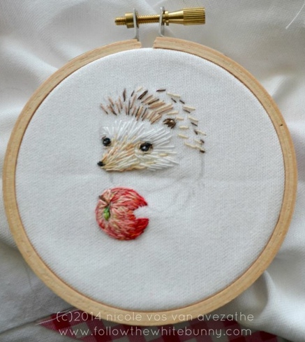 Nicole Vos Van Avezathe | Hand Embroidery Hedgie in process.