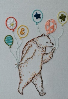 Nicole Vos Van Avezathe | Hand Embroidery Baloon Bear, hand embroidery.