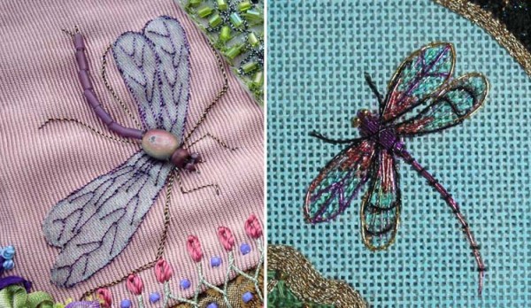 7 Fun Ways To Stitch Bugs Use metallic threads to stitch on top of fabric or other stitches to create veins on bugs' wings.