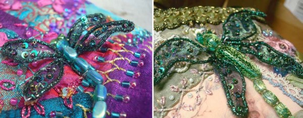 7 Fun Ways To Stitch Bugs Dragonflies by Pat Winter using Kreinik wired metallic thread