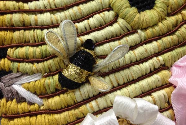 7 Fun Ways To Stitch Bugs Dimensional bee from a needlepoint canvas by Melissa Shirley Designs