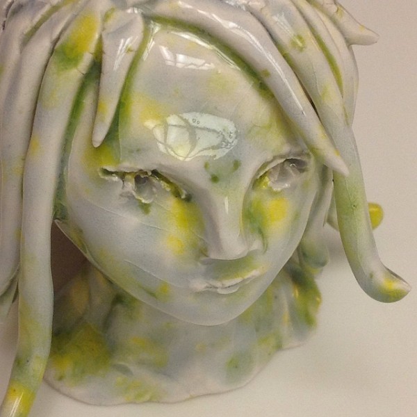 Michelle Kingdom | Hand Embroidery Clay bust, by Michelle Kingdom.