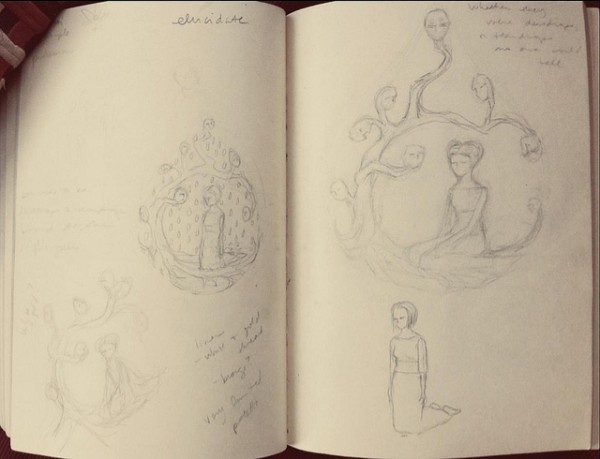 Michelle Kingdom | Hand Embroidery Sketch for "whether the were dewdrops or teardrops or teardrops, no one could say."