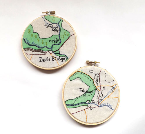 Exploring Etsy - Stitch City Ceredigion Maps by Alex Hughes (Hand embroidery)