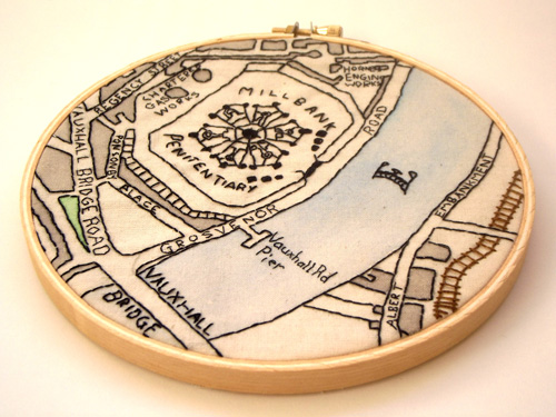Exploring Etsy - Stitch City Millbank Penitentiary by Alex Hughes (Hand embroidery)