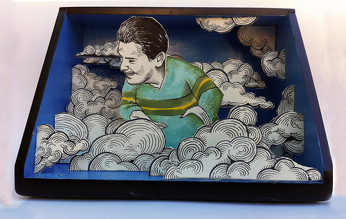 Inspired To Stitch - Round Up On Alternative Mediums Thinking on Josh. Mixed media diorama.