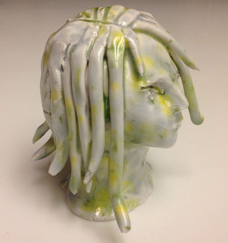 Inspired To Stitch - Round Up On Alternative Mediums Ceramic bust by Michelle Kingdom