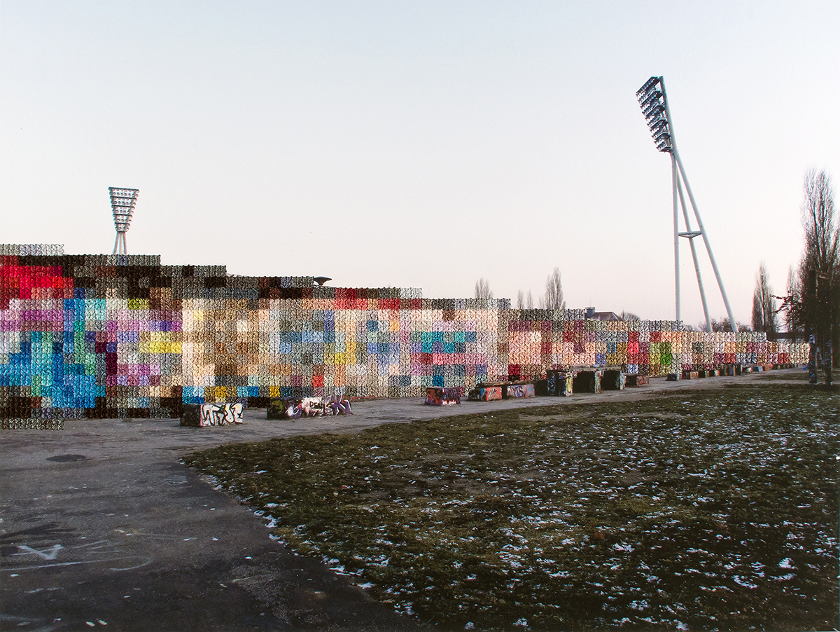 Diane Meyer - Mauer Park - cross stitch on photograph