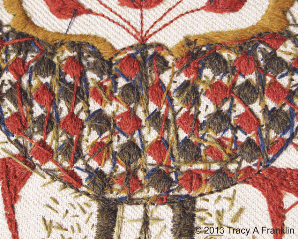 Wool Work | Textile Art Tracy Franklin Crewel reverse