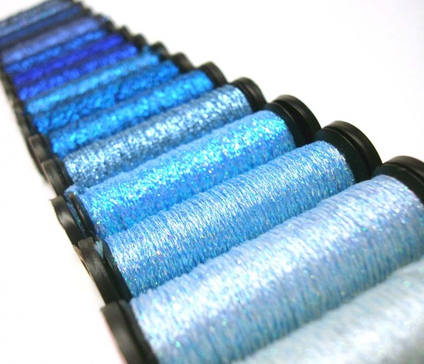Beat The Blahs With These Blue Threads The blue thread group covers hues from light to dark, from pastel to jewel tones, with a few variegated blends in between.