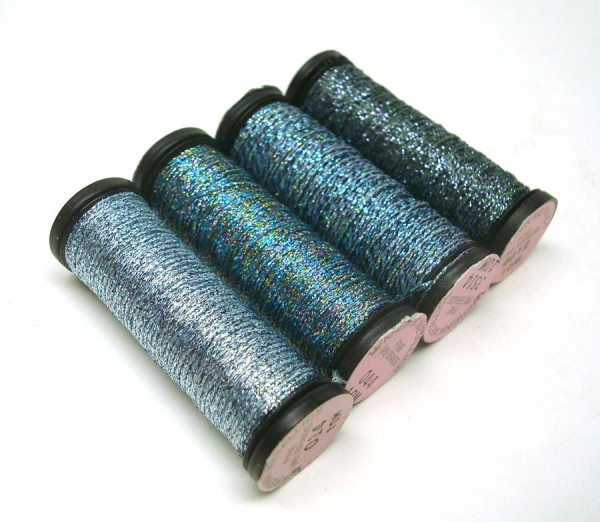 Beat The Blahs With These Blue Threads I love blues with a touch of gray, and metallic versions are somehow dramatic and subtle at the same time.