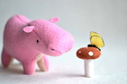 Exploring Etsy - Mount Royal Mint Pink Hippo by Sabina Gibson (Soft Sculpture)