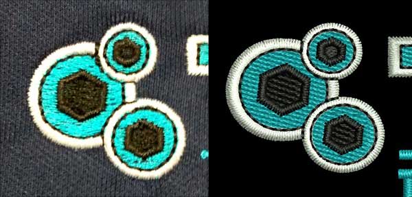 Push Distortion | Machine Embroidery This image shows the correction levels needed to produce a round circle on a stretchy knit.