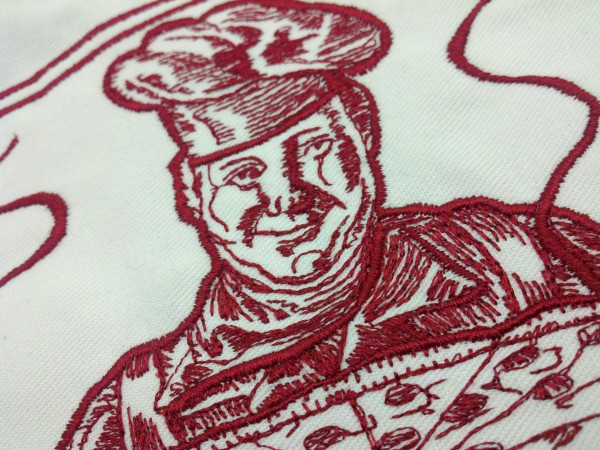 The Only Stitch That Matters! | Machine Embroidery Dion's Pizza Logo Face Detail by Erich Campbell