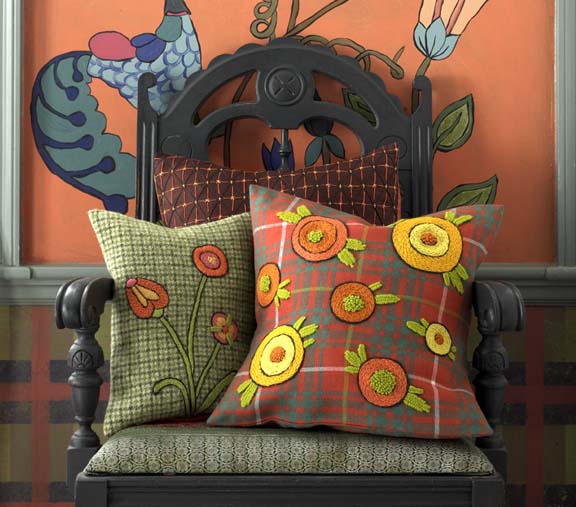 Book Review - Colorful Stitchery By Kristin Nicholas Kristen Nicholas - Plaid Embroidered Pillows