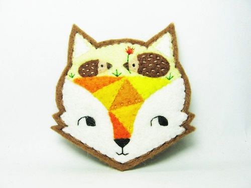 Exploring Etsy - Alina Bunaciu Fox Mind - The Paved Way to Hedgehog Love Brooch by Alina Bunaciu (Hand Embroidery)