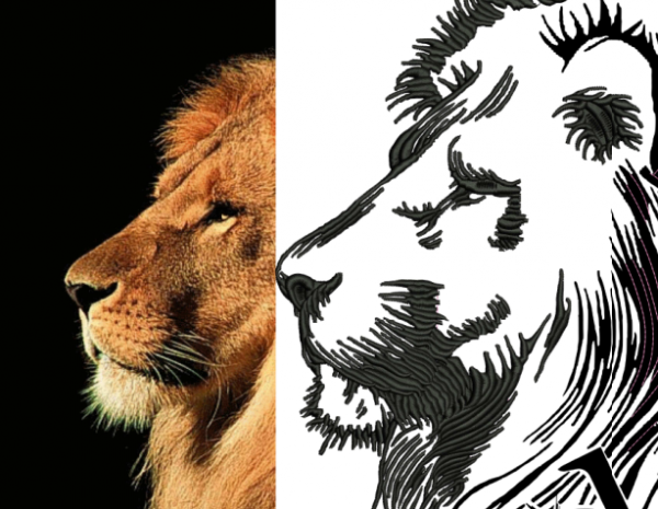 Digitizing With Dimension | Machine Embroidery Heart of a Lion - Exploration of Reference