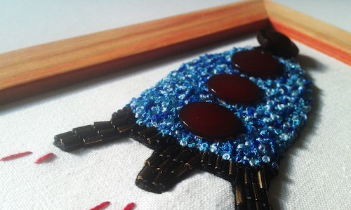 Fancyknittles And Patricks Pieces | Modern Beadwork Space Rocket (detail) by Patricks Pieces (Hand Embroidery)
