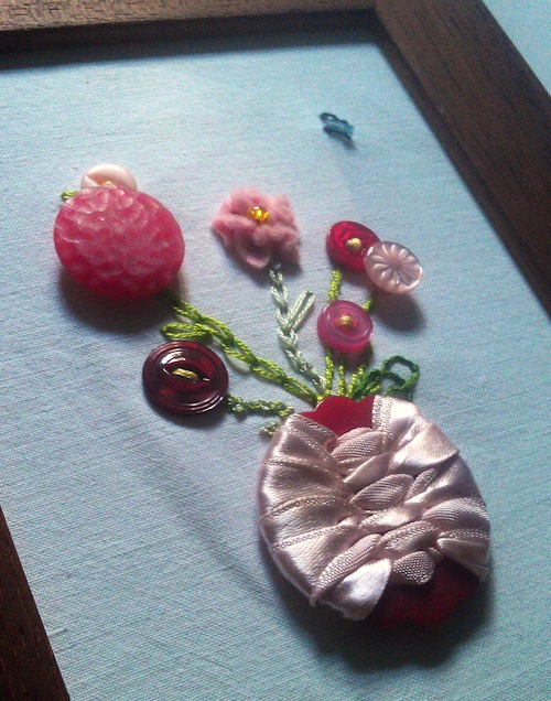 Fancyknittles And Patricks Pieces | Modern Beadwork Button Flowers (detail) by Patricks Pieces (Hand Embroidery)
