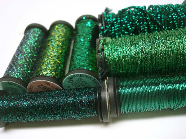 A Few Of My Favorite Free Christmas Projects You can do shading with Kreinik's many shades of green.